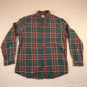 L.L.Bean Slightly Fitted Plaid Flannel Shirt Men's Size Large Regular